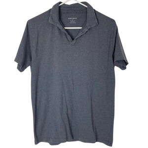 Emile Lafaurie Polo Shirt Mens Medium Grey Blue Short Sleeve Tshirt Tee V Neck